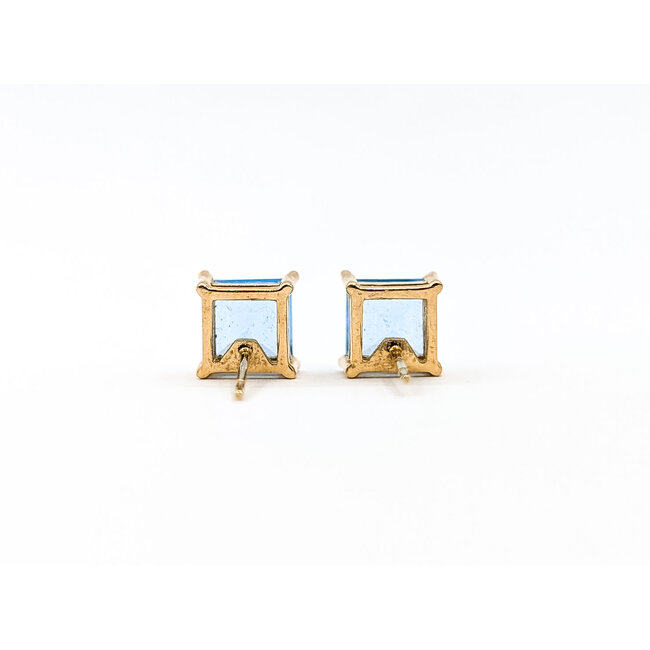 Earrings Stud 2.8ctw Swiss Blue Topaz 14ky 6x6mm 1.85g 226050005