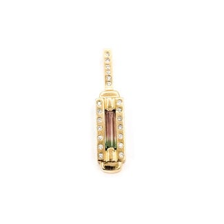 Pendant Drop .20ctw Round Diamonds .50ct Watermelon Tourmaline 14ky 1.5x.3" 4.85g 226050006