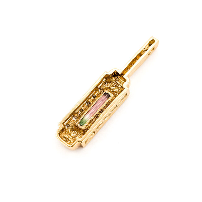 Pendant Drop .20ctw Round Diamonds .50ct Watermelon Tourmaline 14ky 1.5x.3" 4.85g 226050006