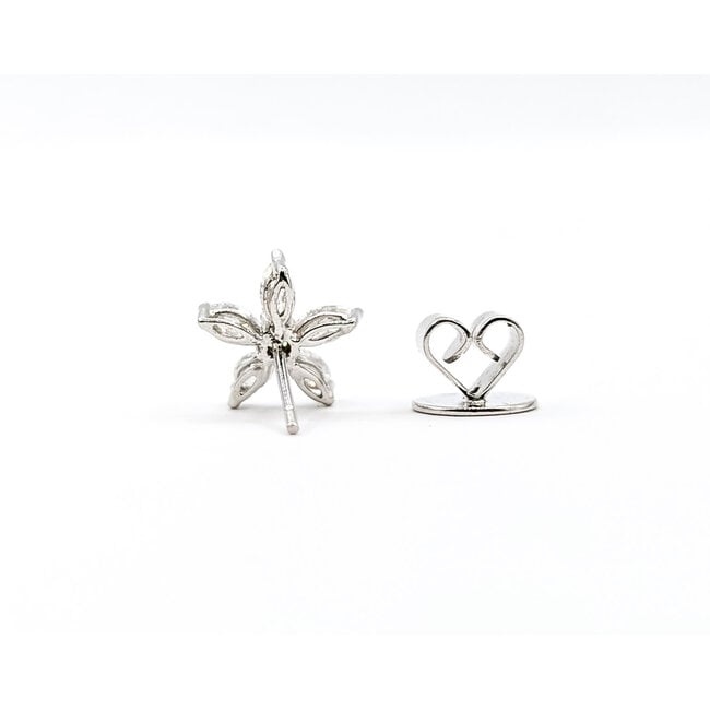 Earrings Stud Flower 1.2ctw Round & Marquise Diamonds 18kw 11mm 3.1g 226050003