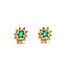 Earrings Stud Halo .16ctw Round Diamonds .14ctw Green Emerald 14ky 9x7mm 1.93g 126040107