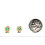 Earrings Stud Halo .16ctw Round Diamonds .14ctw Green Emerald 14ky 9x7mm 1.93g 126040107