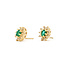 Earrings Stud Halo .16ctw Round Diamonds .14ctw Green Emerald 14ky 9x7mm 1.93g 126040107