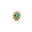 Earrings Stud Halo .16ctw Round Diamonds .14ctw Green Emerald 14ky 9x7mm 1.93g 126040107