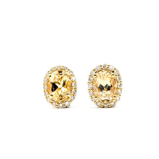 Earrings Stud LeVian .17ctw Round Diamonds 2.00ctw Imperial Topaz 14ky 10x8mm 2.4g 226050004
