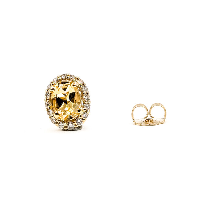 Earrings Stud LeVian .17ctw Round Diamonds 2.00ctw Imperial Topaz 14ky 10x8mm 2.4g 226050004