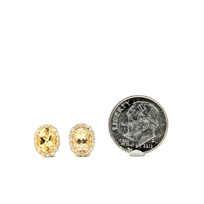 Earrings Stud LeVian .17ctw Round Diamonds 2.00ctw Imperial Topaz 14ky 10x8mm 2.4g 226050004