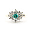Ring Cluster .50ctw Round Diamonds .20ctw Green Emerald 14ky 1.5mm Sz7 3.01g 126040106