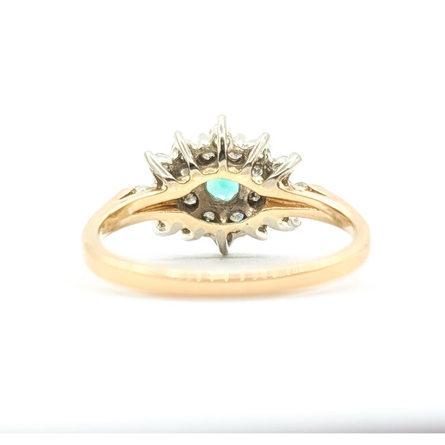 Ring Cluster .50ctw Round Diamonds .20ctw Green Emerald 14ky 1.5mm Sz7 3.01g 126040106