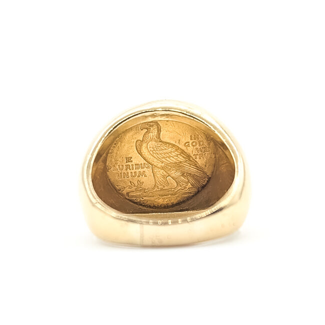 Ring Signet 1914 $2.50 Indian Head Gold Coin 14ky & 22ky 19mm Sz9 19.45g 126042017