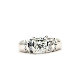 Ring Engagement 1.00ct Princess Diamond .25ctw Diamonds 900pt 5mm Sz6 226040012