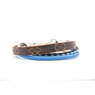 Bracelet Louis Vuitton Brown Monogram LV Treble Blue Leather Cloth Pony Style Calfskin 126055001