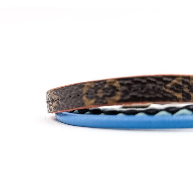 Bracelet Louis Vuitton Brown Monogram LV Treble Blue Leather Cloth Pony Style Calfskin 126055001