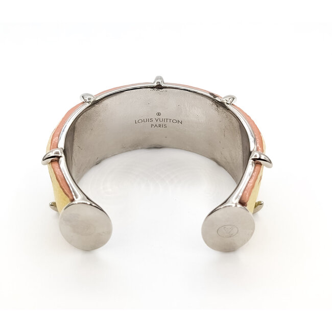 Bracelet Louis Vuitton White and Pink Monogram Canvas Cuff 126055003