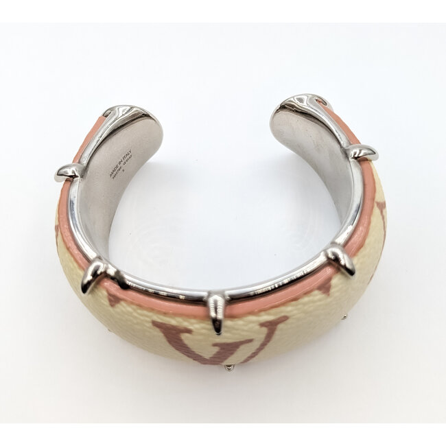 Bracelet Louis Vuitton White and Pink Monogram Canvas Cuff 126055003