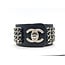 Bracelet Channel Black Leather Chain Turnlock 126055002