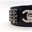 Bracelet Channel Black Leather Chain Turnlock 126055002