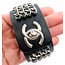 Bracelet Channel Black Leather Chain Turnlock 126055002