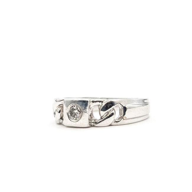 Ring Chain Link .10ct Round Diamond 18kw 5.35mm Sz6.5 4.78g 226040024