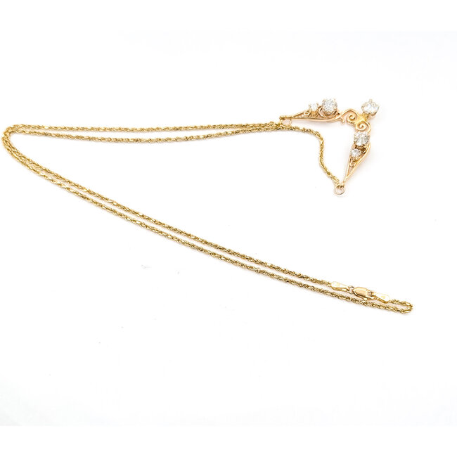 Necklace Scroll 1.50ctw Round Diamonds 14ky 1.25x1" 21" 7.73g 226050009