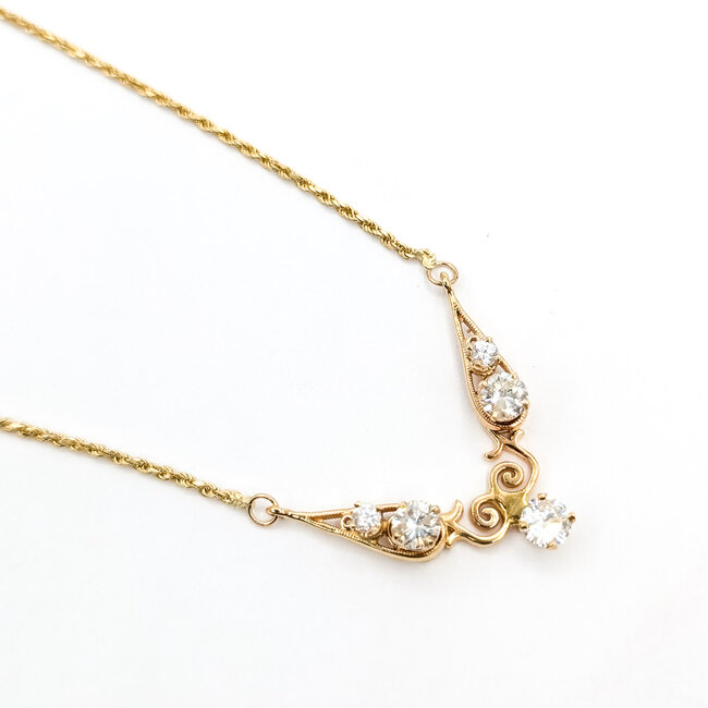 Necklace Scroll 1.50ctw Round Diamonds 14ky 1.25x1" 21" 7.73g 226050009