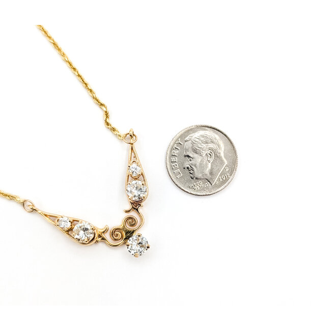 Necklace Scroll 1.50ctw Round Diamonds 14ky 1.25x1" 21" 7.73g 226050009