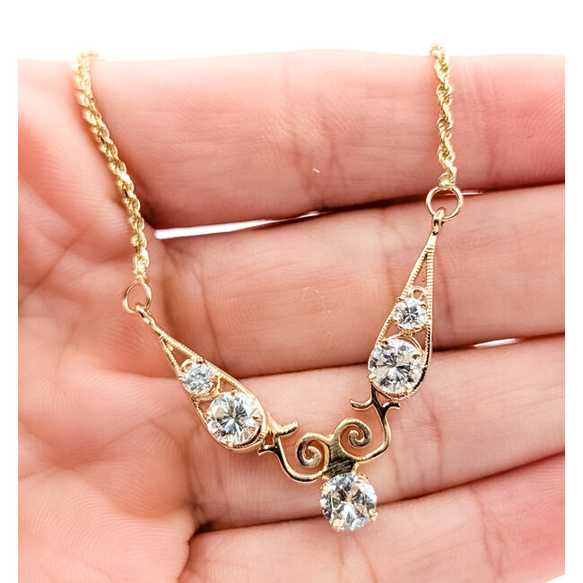 Necklace Scroll 1.50ctw Round Diamonds 14ky 1.25x1" 21" 7.73g 226050009