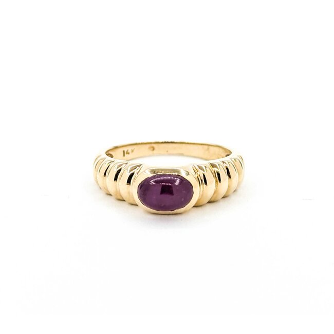 Ring Ribbed .80ct Ruby 14ky Sz5.5 3.1g 126050010