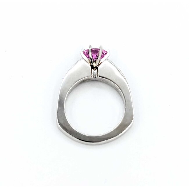 Ring Euro Shank .20ctw Round Diamonds Pink Sapphire 14kw Sz6 7.3g 126050004