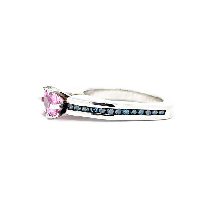 Ring Euro Shank .20ctw Round Diamonds Pink Sapphire 14kw Sz6 7.3g 126050004