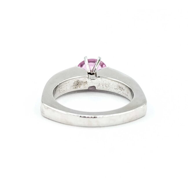 Ring Euro Shank .20ctw Round Diamonds Pink Sapphire 14kw Sz6 7.3g 126050004