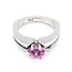 Ring Euro Shank .20ctw Round Diamonds Pink Sapphire 14kw Sz6 7.3g 126050004