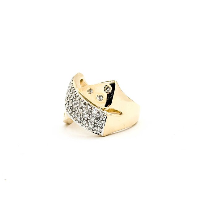 Ring Crossover .50ctw Round Diamonds 14ky Sz6 6.5g 126050009