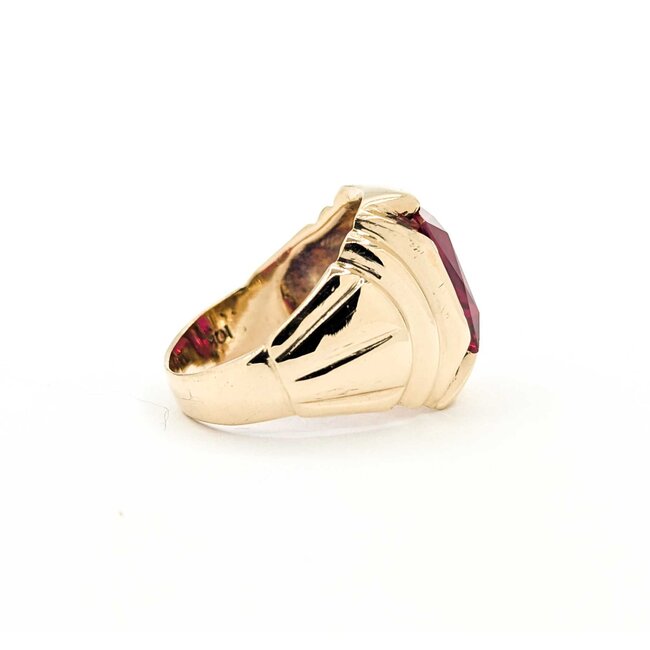 Ring Red Synthetic Stone 10ky Sz6.5 6.5g 126050006