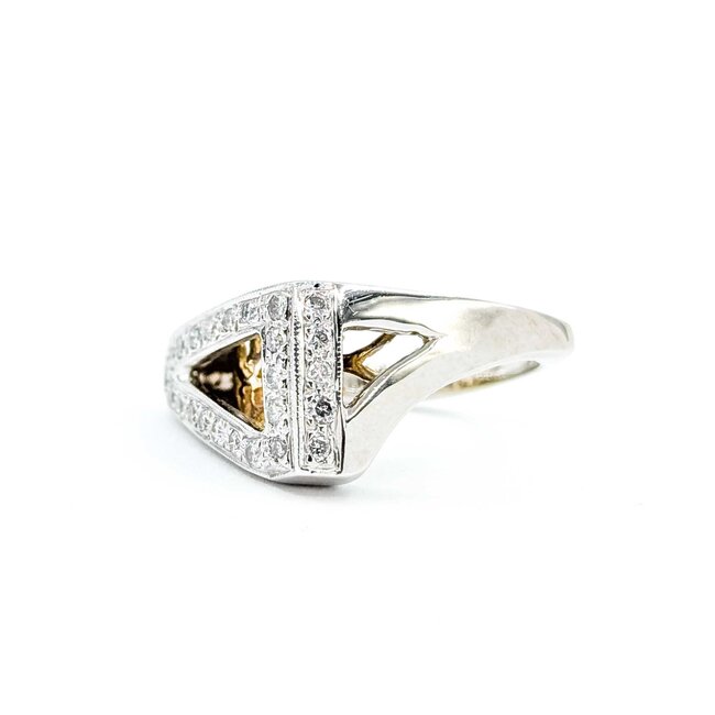 Ring Scroll .25ctw Round Diamonds 14ktt Sz7 6.4g 126050003