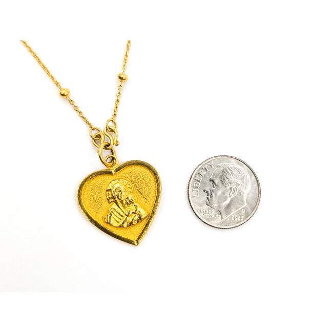 Necklace Virgin Mary Hear Charm Rolo Link 21ky .8x.8" 18" 7.79g 126042049