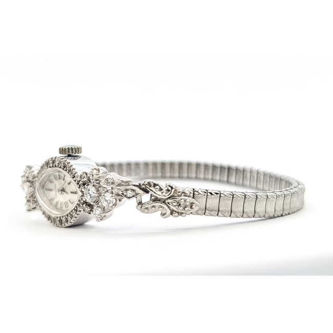 Watch Croton 1950's Diamond Accent 20x14mm 14kw Case, Stainless Bracelet 7.5" Watch Only 126046016
