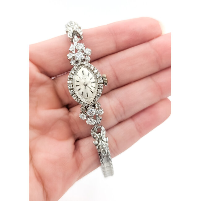 Watch Croton 1950's Diamond Accent 20x14mm 14kw Case, Stainless Bracelet 7.5" Watch Only 126046016