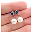 Earrings Front-Back 7mm Freshwater Pearl .59ctw Tanzanite 14kw .6x.25" 2.49g 126050018