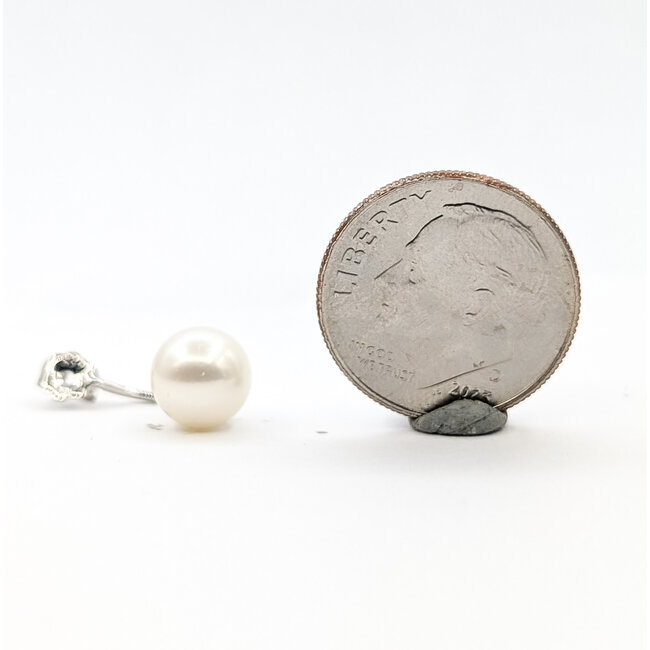 Earrings Front-Back 7mm Freshwater Pearl .59ctw Tanzanite 14kw .6x.25" 2.49g 126050018