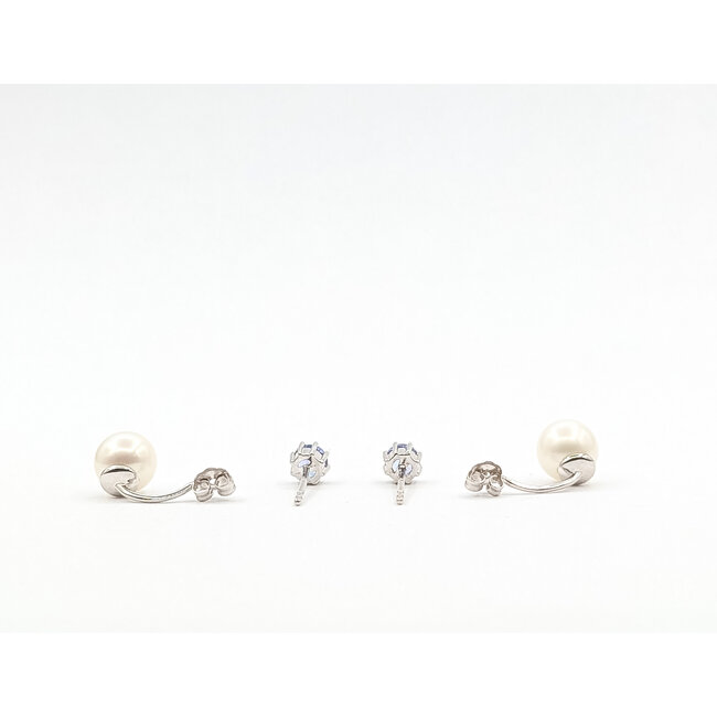 Earrings Front-Back 7mm Freshwater Pearl .59ctw Tanzanite 14kw .6x.25" 2.49g 126050018