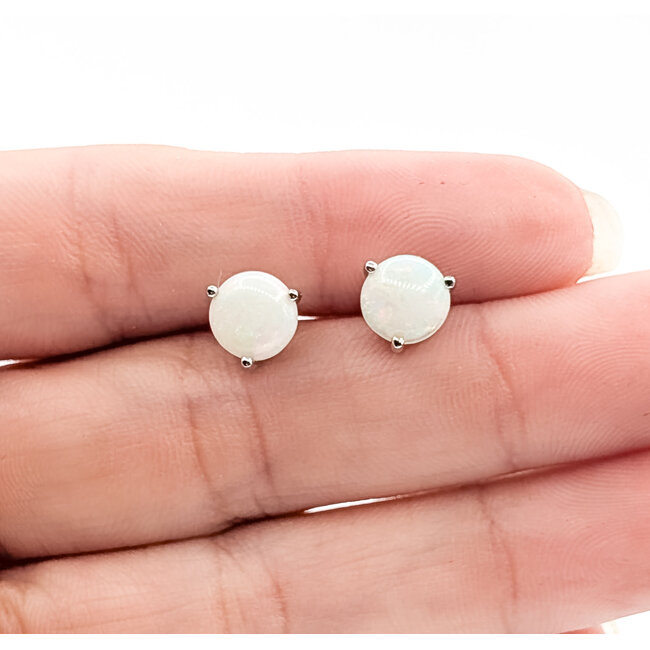 Earrings Stud 1.49ctw Opal 14kw 7mm 1.47g 126050013
