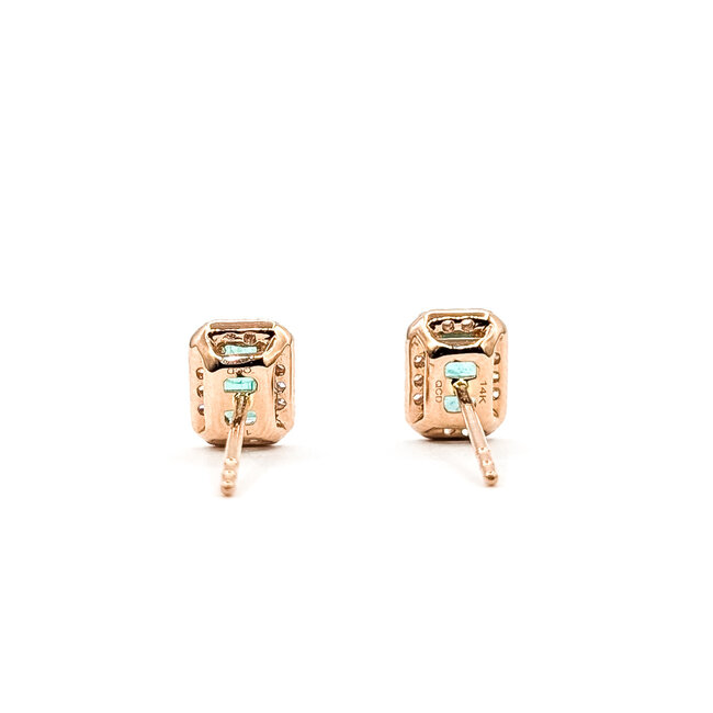 Earrings Stud 0.14ctw Round Diamonds 0.47ctw Emerald 14kr .25x.2" 1.30g 126050011