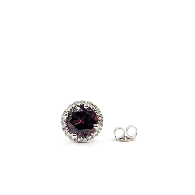 Earrings Stud 0.15ctw Round Diamonds 2.02ctw Garnet 14kw 8mm 1.38g 126050012