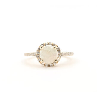 Ring Halo 0.32ctw Round Diamonds 0.76ctw Opal 14ky 2mm Sz7 3.05g 126050023