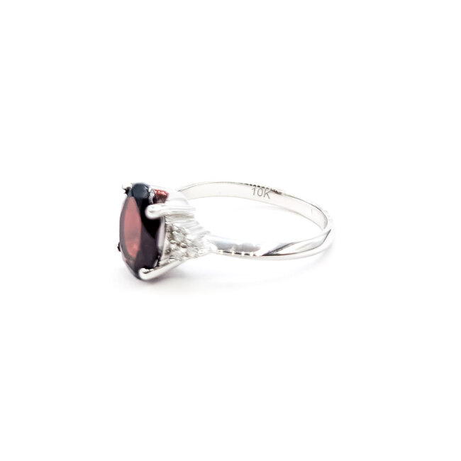 Ring 7-Stone 0.10ctw Round Diamonds 2.28ctw Garnet 10kw 2mm Sz5 2.46g 126050024