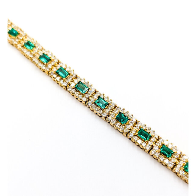 Bracelet Tennis 6ctw Round Diamonds 3.4ctw Emerald 25.81g 8.5mm 7" 25.81g 126050026