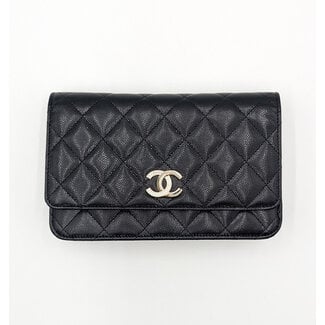 Handbag Chanel Classic Wallet On Chain WOC Black Caviar Crystal CC 126055011