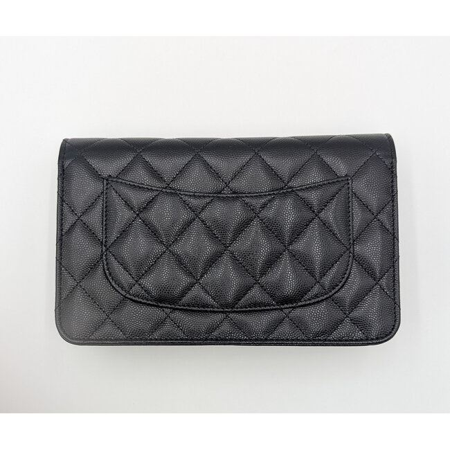 Handbag Chanel Classic Wallet On Chain WOC Black Caviar Crystal CC 126055011