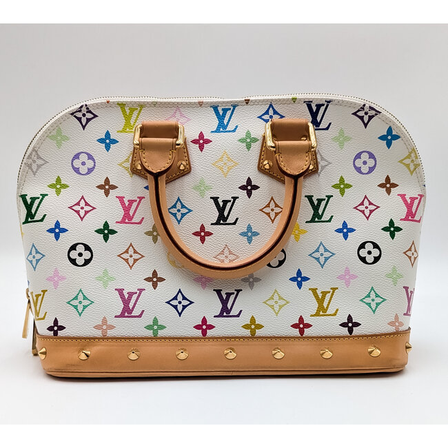 Handbag Louis Vuitton Alma Monogram Blanc Murakami 126055009